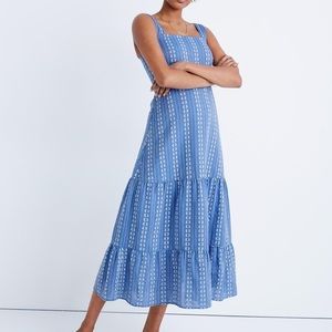 Madewell Embroidered Button-Back Tiered Sundress